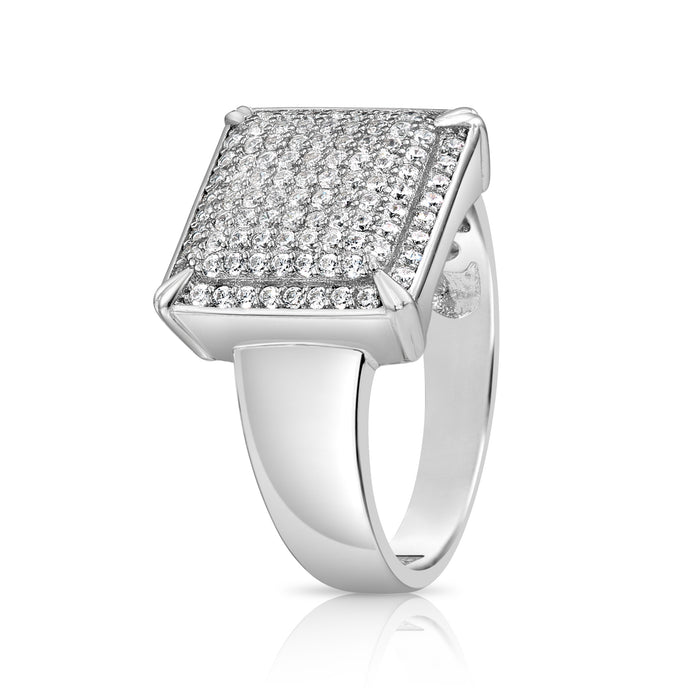 Solid Silver Mens Ring with CZ Stones