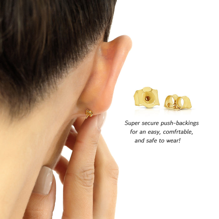 14k Yellow Gold 3mm CZ Birthstone Stud Earring - Pushback