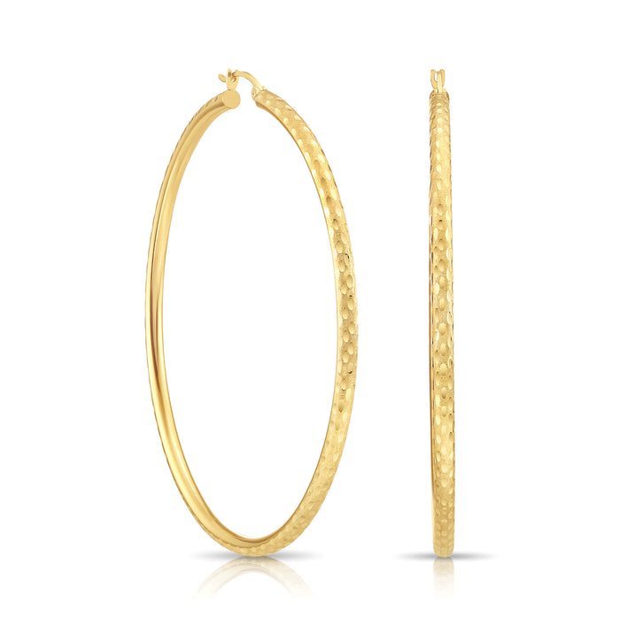 14k Gold Hoop with Hand Engraving and Satin Finish