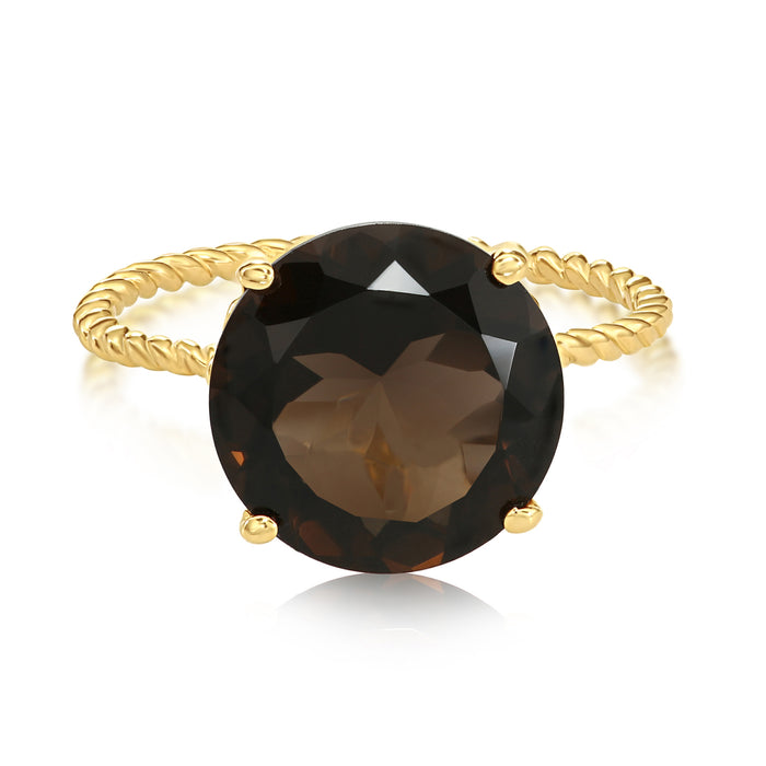 14k Gold Smokey Quartz Semi-precious Gemstone Ring