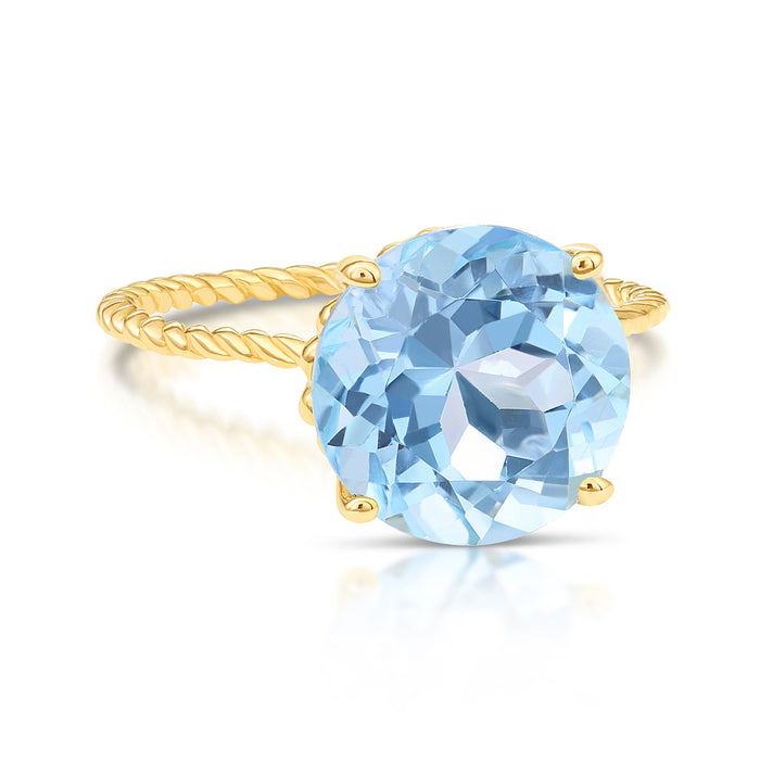 14k Gold Sky Blue Semi-precious Gemstone Ring