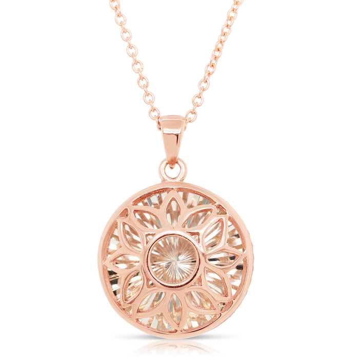 Sterling Silver Round Rose Color Pendant