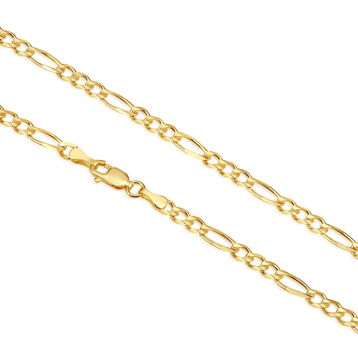14k Solid Gold Figaro Chain Bracelet  - Preorder