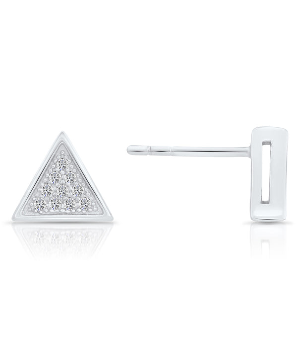 Sterling Silver & Cubic Zirconia Triangle Stud Earring NYFLE0384