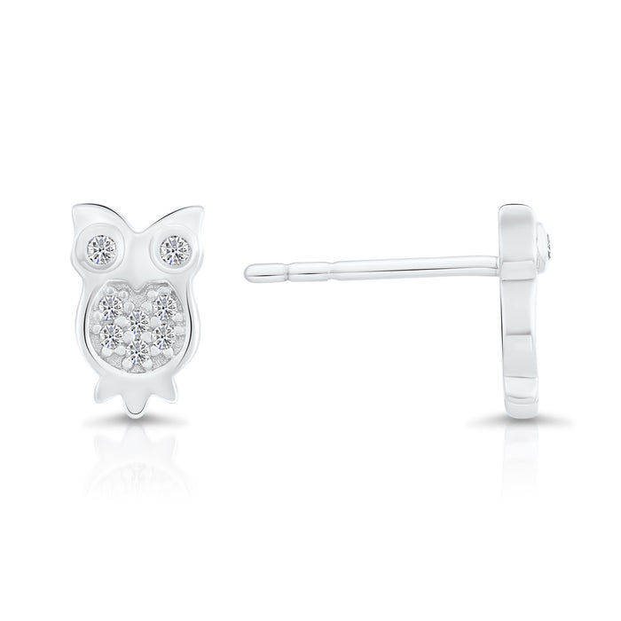 Sterling Silver & Cubic Zirconia Owl Stud Earring NYFLE0691