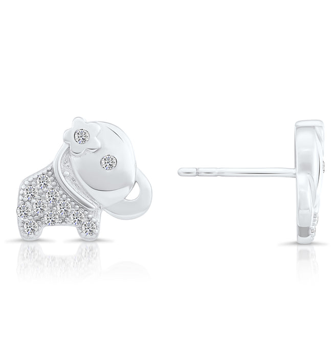 Sterling Silver & Cubic Zirconia Baby Elephant Stud Earring NYFLE1344