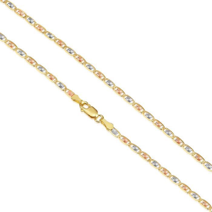 Solid Gold Tri-Color Valentino link Chain - 2.6mm