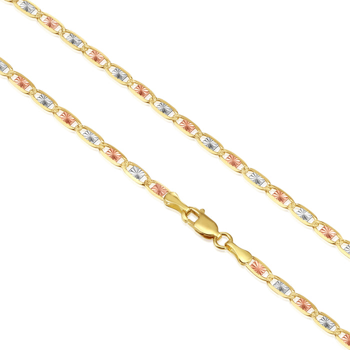 Solid Gold Tri-Color Valentino link Chain - 3.5mm