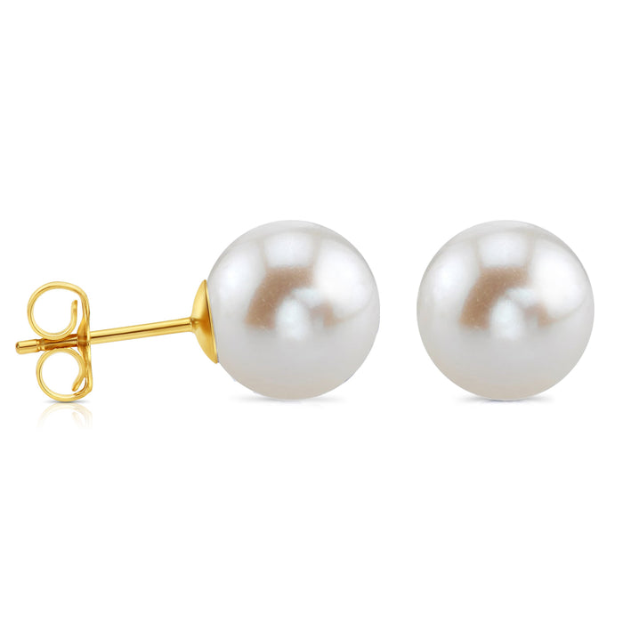 14K Yellow Gold Freshwater Cultured Pearl Stud Earring