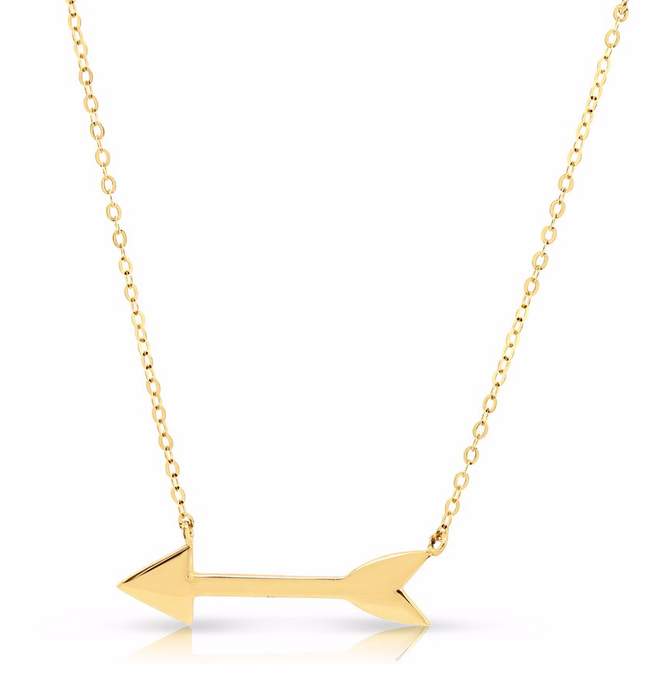 14K Yellow Gold Arrow Necklace (Adjustable)