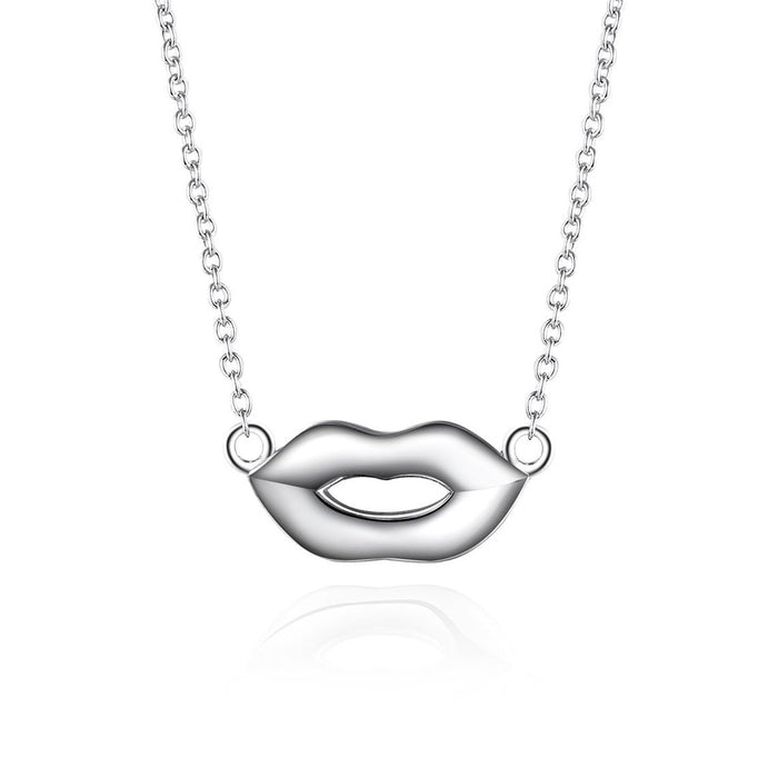 Sterling Silver Lip Shape Necklace (Adjustable)