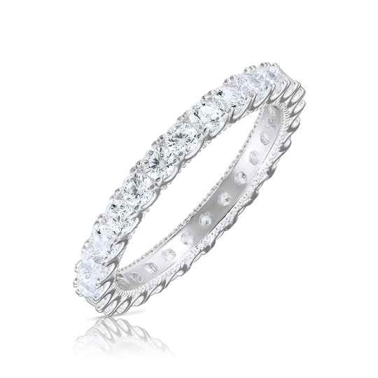 Sterling Silver Cubic Zirconia Eternity Engagement Band Ring