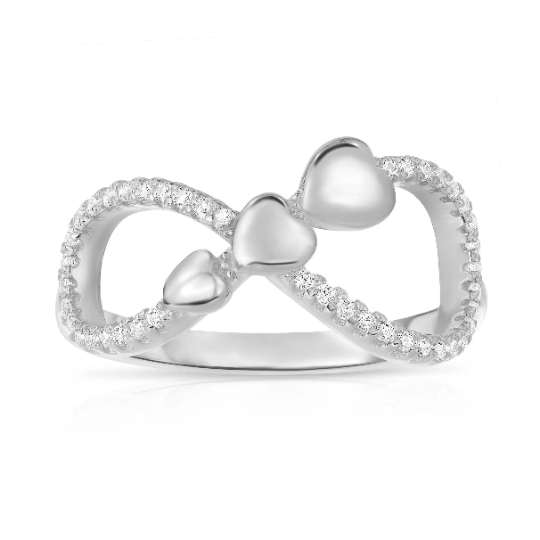 Sterling Silver Infinity Triple Heart Ring