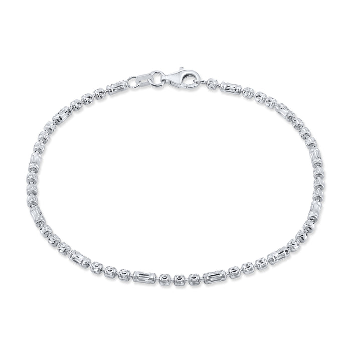Sterling Silver Diamond-Cut Italian Bead Bracelet