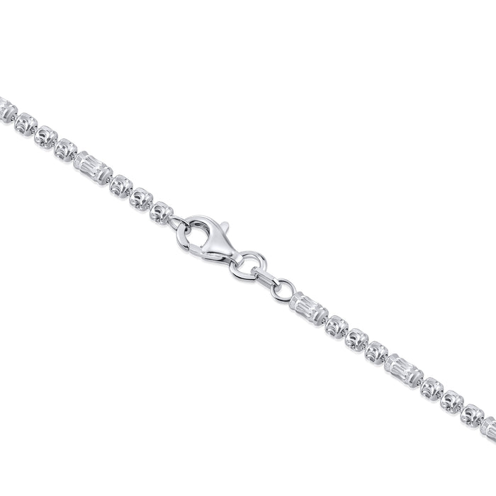 Sterling Silver Diamond-Cut Bead Necklace