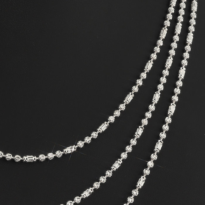 Sterling Silver Diamond-Cut Bead Necklace