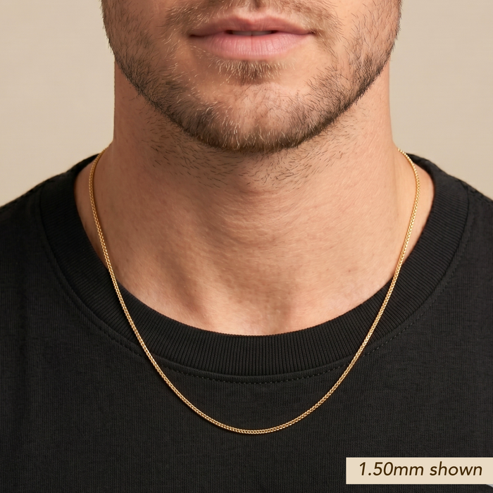 14k Gold Plated Italian Franco Chains, Solid Sterling Silver, With Lobster Lock
