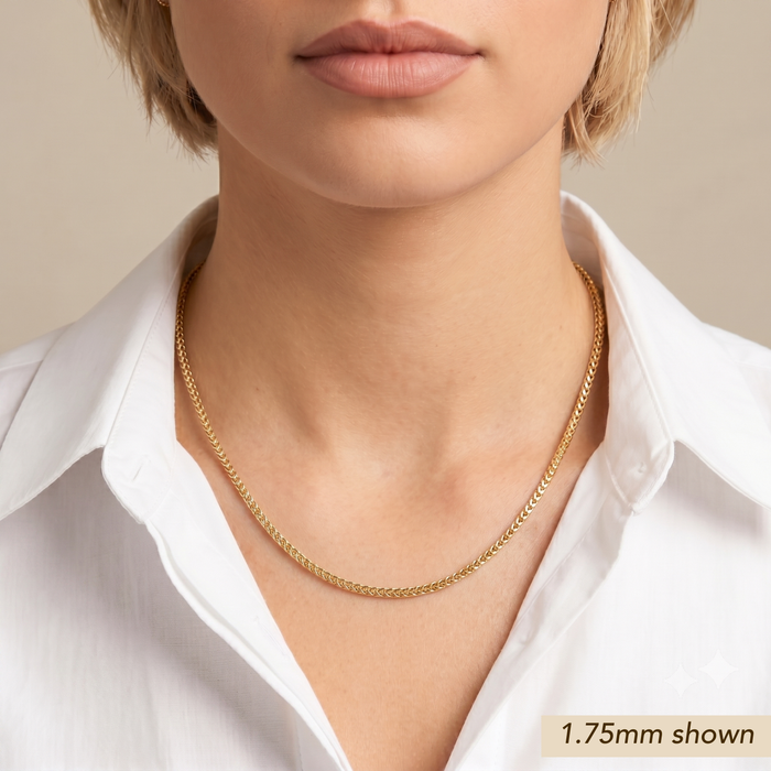 14k Gold Plated Italian Franco Chains, Solid Sterling Silver, With Lobster Lock