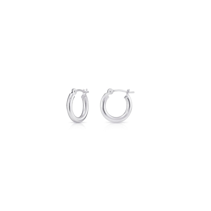 14k White Gold Classic Polished Hoop Earrings