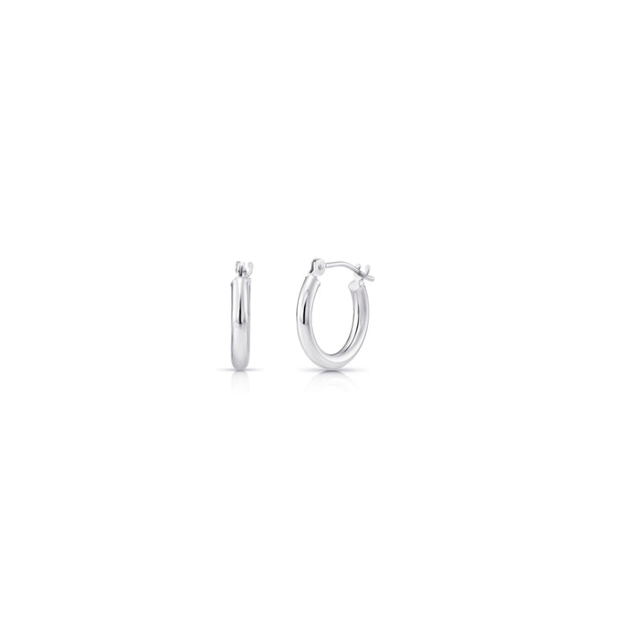 14k White Gold Classic Polished Hoop Earrings