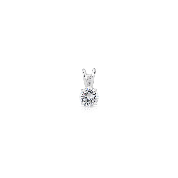 14K White Gold Solitaire 4 Prong Round Pendant Necklace