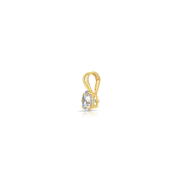 14K Yellow Gold Solitaire 4 Prong Round Pendant Necklace