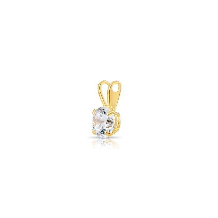 14K Yellow Gold Solitaire 4 Prong Round Pendant Necklace