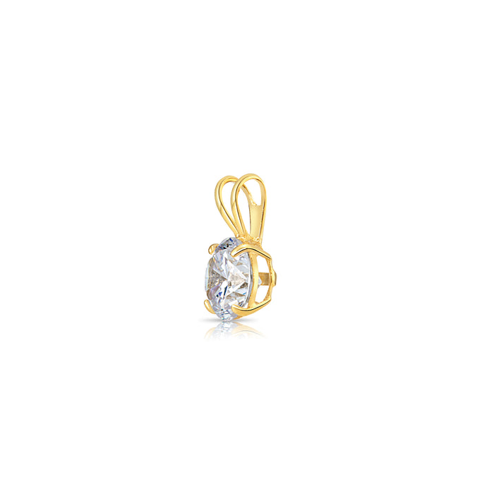 14K Yellow Gold Solitaire 4 Prong Round Pendant Necklace