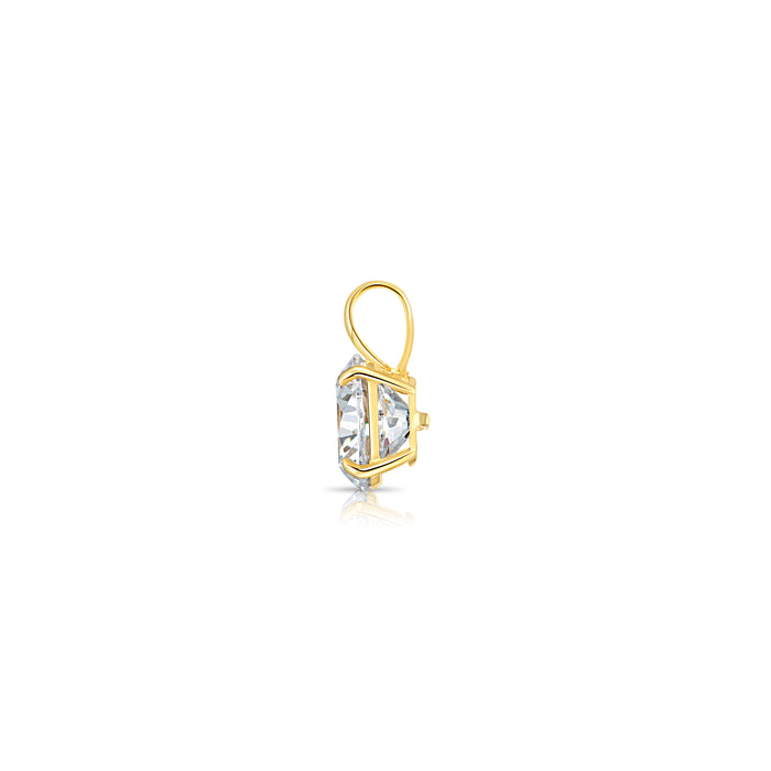 14K Yellow Gold Solitaire 4 Prong Round Pendant Necklace