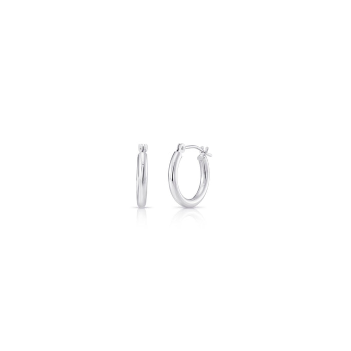 14k White Gold Classic Polished Hoop Earrings