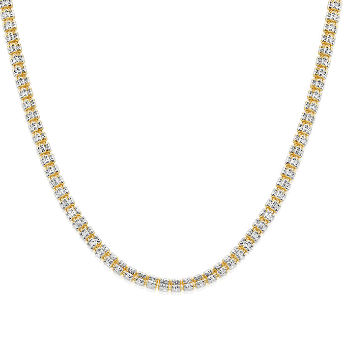 Sterling Silver Two-tone Diamond-Cut Ice Chain