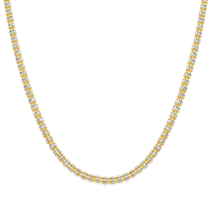 Sterling Silver Two-Tone Diamond-Cut Ice Chain Necklace