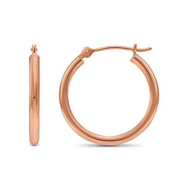 10k Rose Gold Classic Polished Hoop Earrings