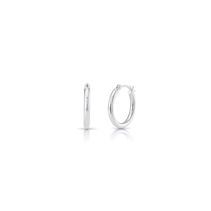 14k White Gold Classic Polished Hoop Earrings