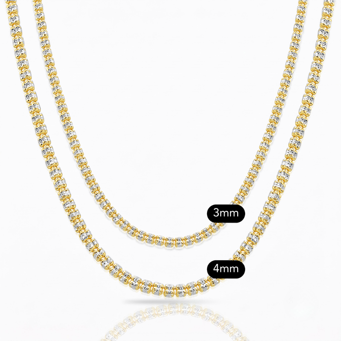 Sterling Silver Two-Tone Diamond-Cut Ice Chain Necklace