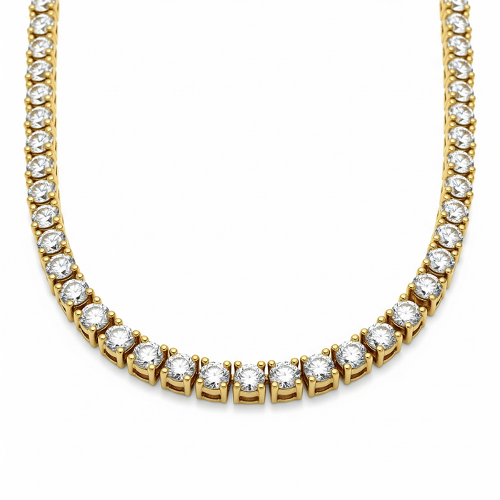 16.61 CT 14K Yellow Gold Lab Diamond Tennis Chain - Handmade - Custom Order