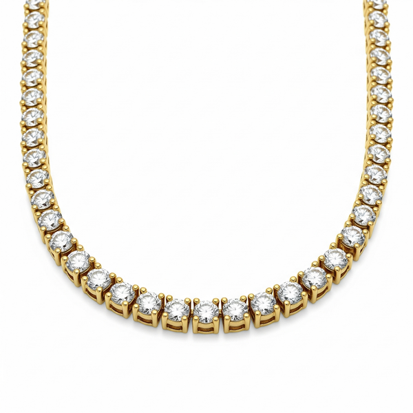 21.75 CT 14K Yellow Gold Lab Diamond Tennis Chain
