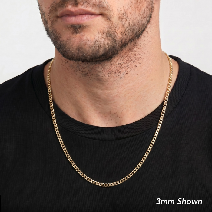 14K Gold Plated Sterling Silver Italian Curb Chain Necklace, Lobster Lock