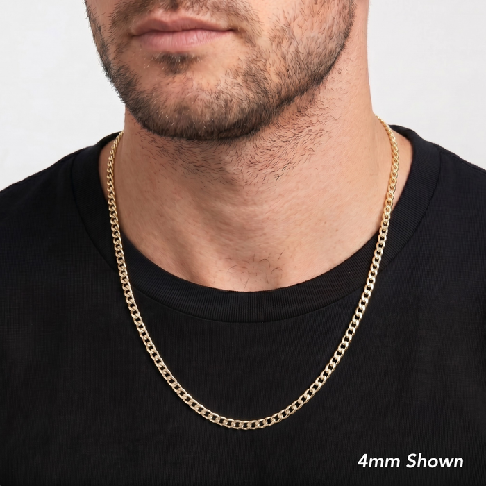 14K Gold Plated Sterling Silver Italian Curb Chain Necklace, Lobster Lock