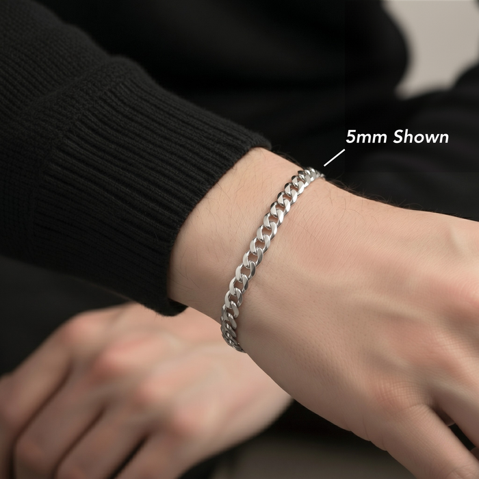 Sterling Silver Italian Curb Link Bracelet, Lobster Lock