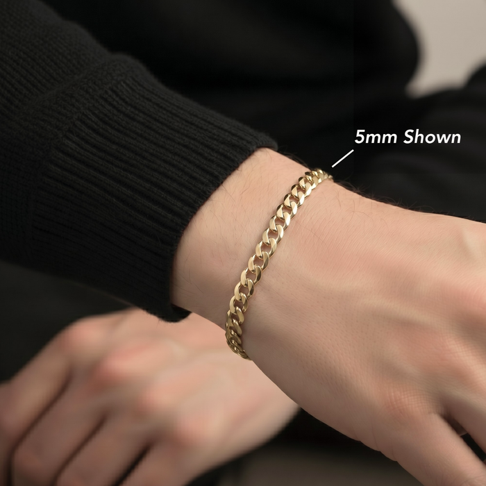 14K Gold Plated Sterling Silver Italian Curb Bracelet