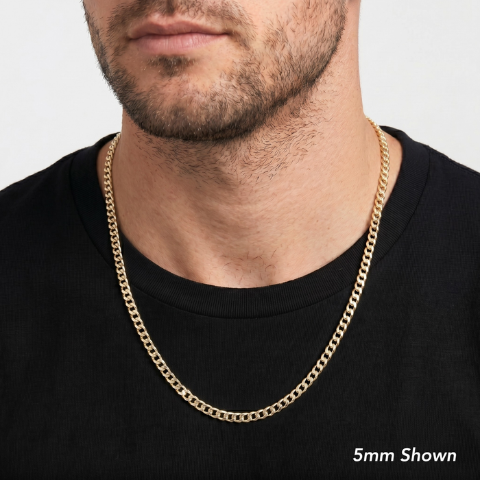 14K Gold Plated Sterling Silver Italian Curb Chain Necklace, Lobster Lock