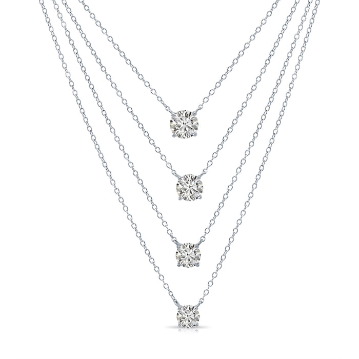 Sterling Silver Classic Cubic Zirconia Necklace (adjustable)
