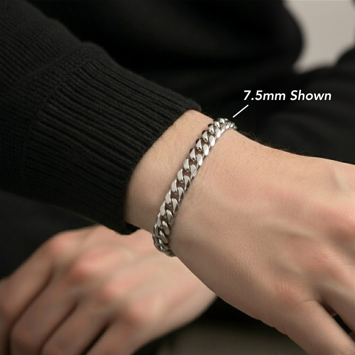 Sterling Silver Italian Curb Link Bracelet, Lobster Lock