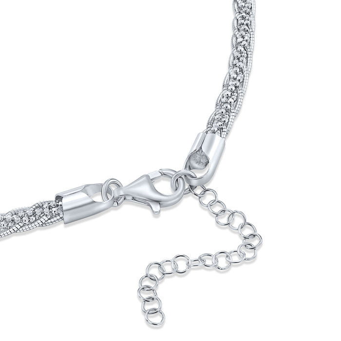 Sterling Silver Twisted Rope Snake Chain Bracelet