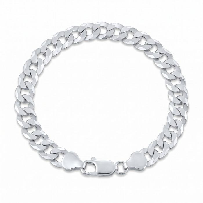 Sterling Silver Italian Curb Link Bracelet, Lobster Lock