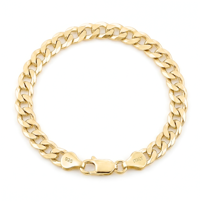 14K Gold Plated Sterling Silver Italian Curb Bracelet