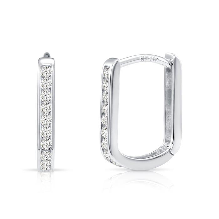 14K Gold Lab Diamond Oval Huggie Earrings, 0.25 CTW