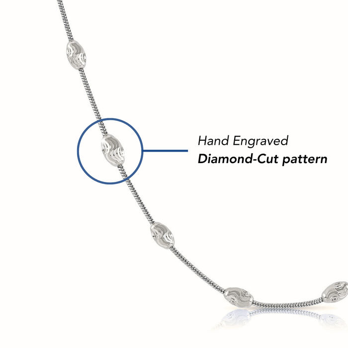Sterling Silver Diamond-Cut Oval Bead Chain Necklace