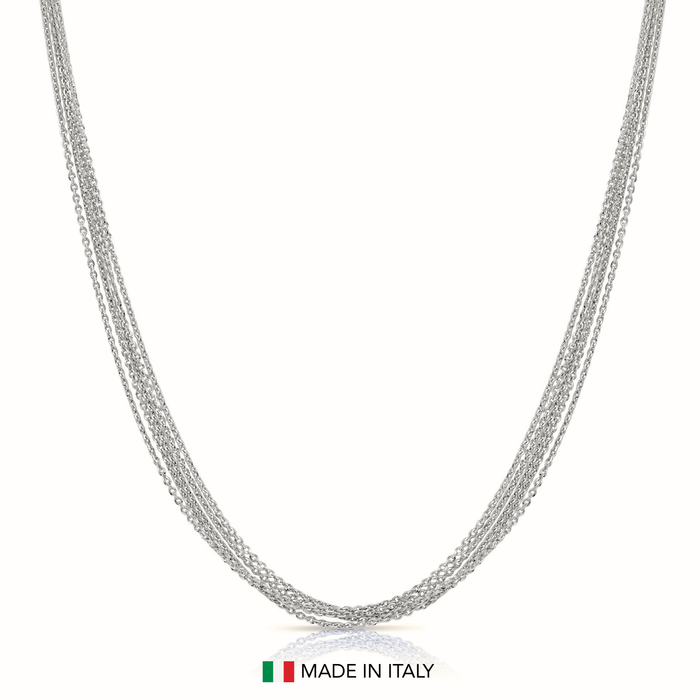 925 Sterling Silver Italian Multi-Row Cable Chain Necklace